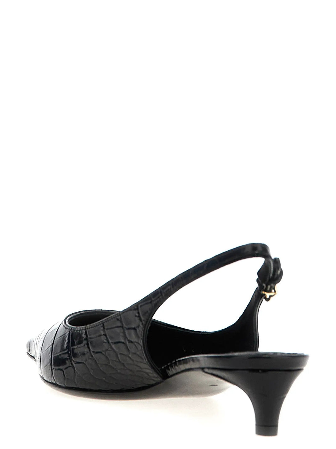Dolce &amp; Gabbana Black Calfskin Mid Heel Pumps