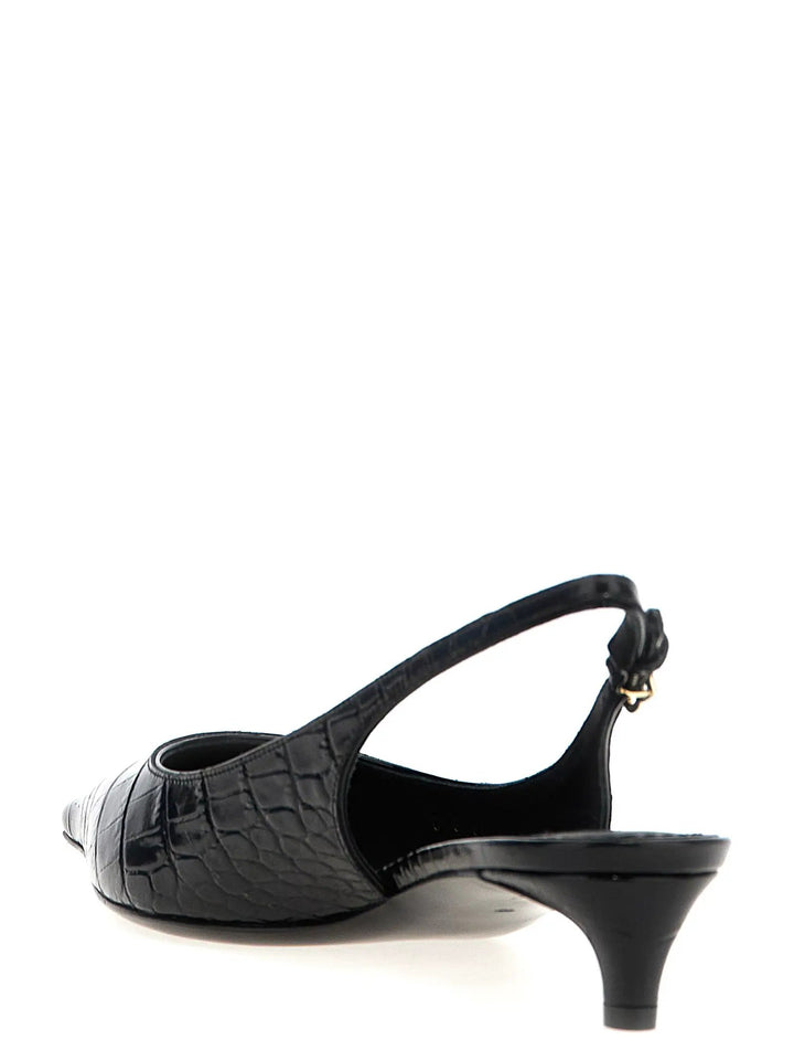 Dolce &amp; Gabbana Black Calfskin Mid Heel Pumps