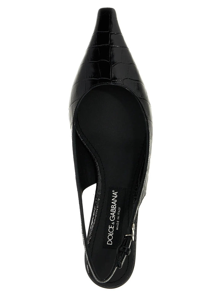Dolce &amp; Gabbana Black Calfskin Mid Heel Pumps