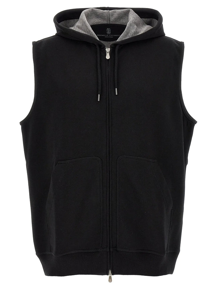 Brunello Cucinelli Black Cotton Sleeveless Jacket