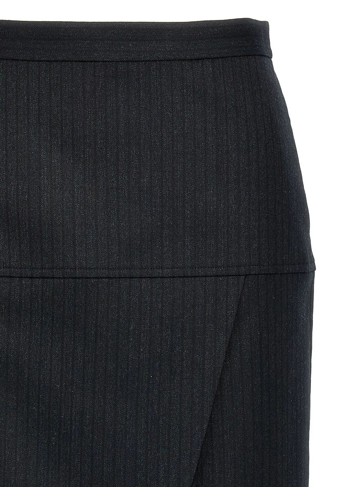Fendi Gray Virgin Wool Midi Skirt