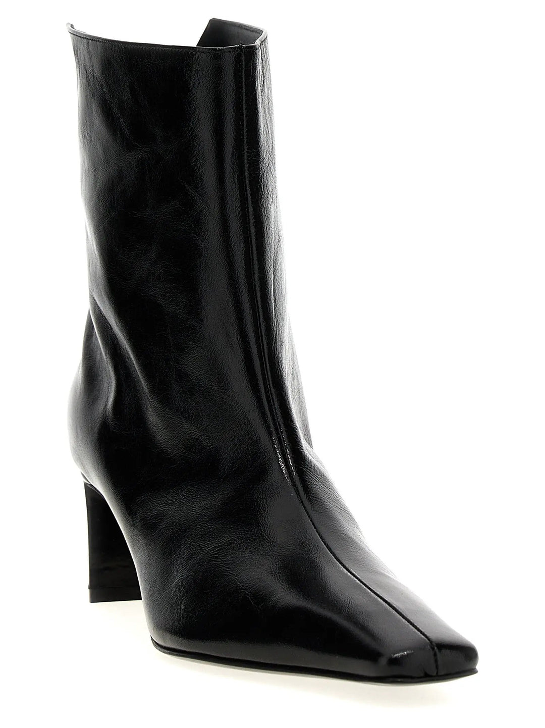 Khaite Black Calfskin Ankle Boots