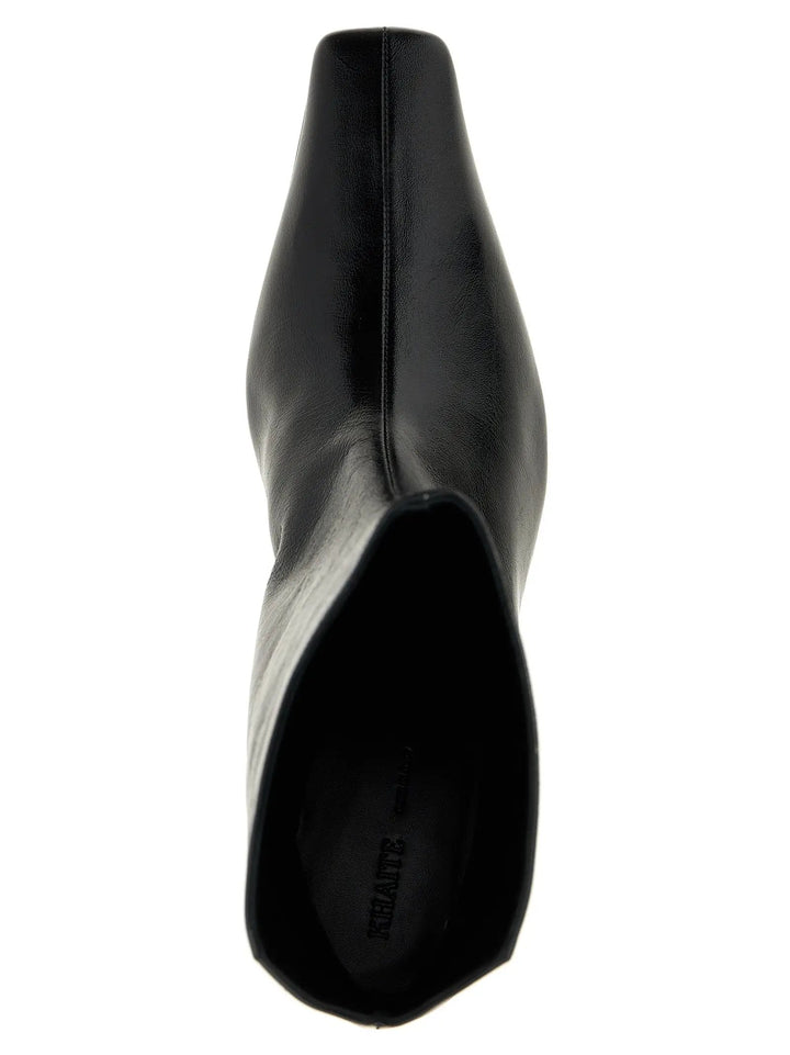 Khaite Black Calfskin Ankle Boots