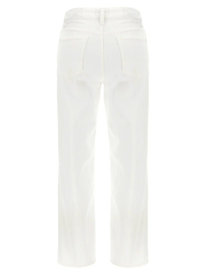 7 For All Mankind White Cotton High-Waisted Jean