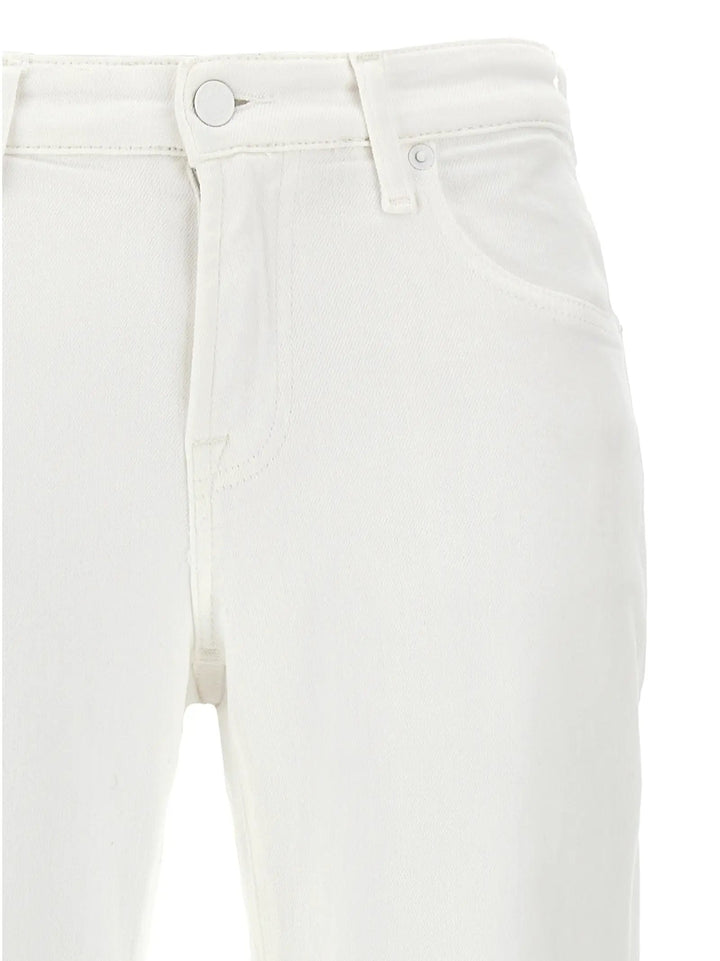 7 For All Mankind White Cotton High-Waisted Jean