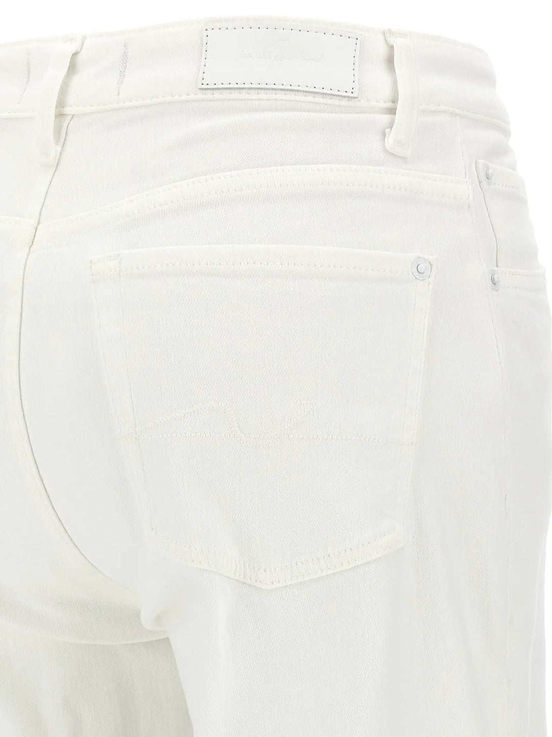 7 For All Mankind White Cotton High-Waisted Jean