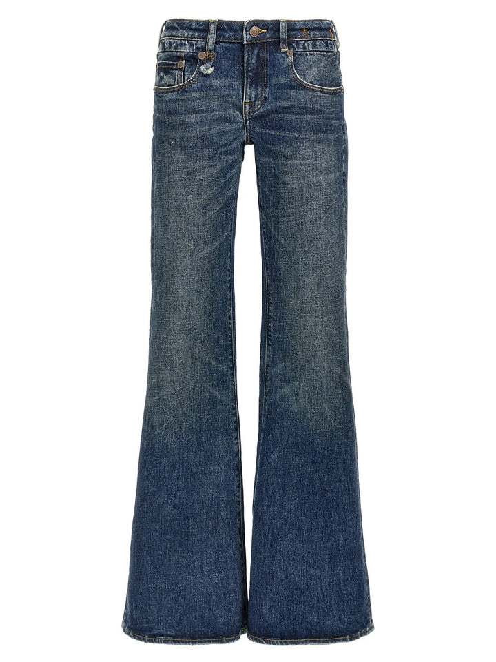 R13 Blue Cotton Flared Jeans