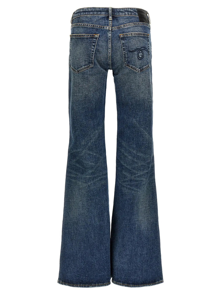 R13 Blue Cotton Flared Jeans