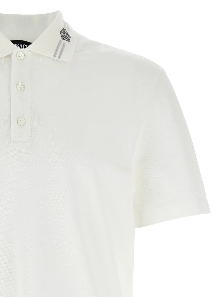 Versace White Cotton Polo Shirt