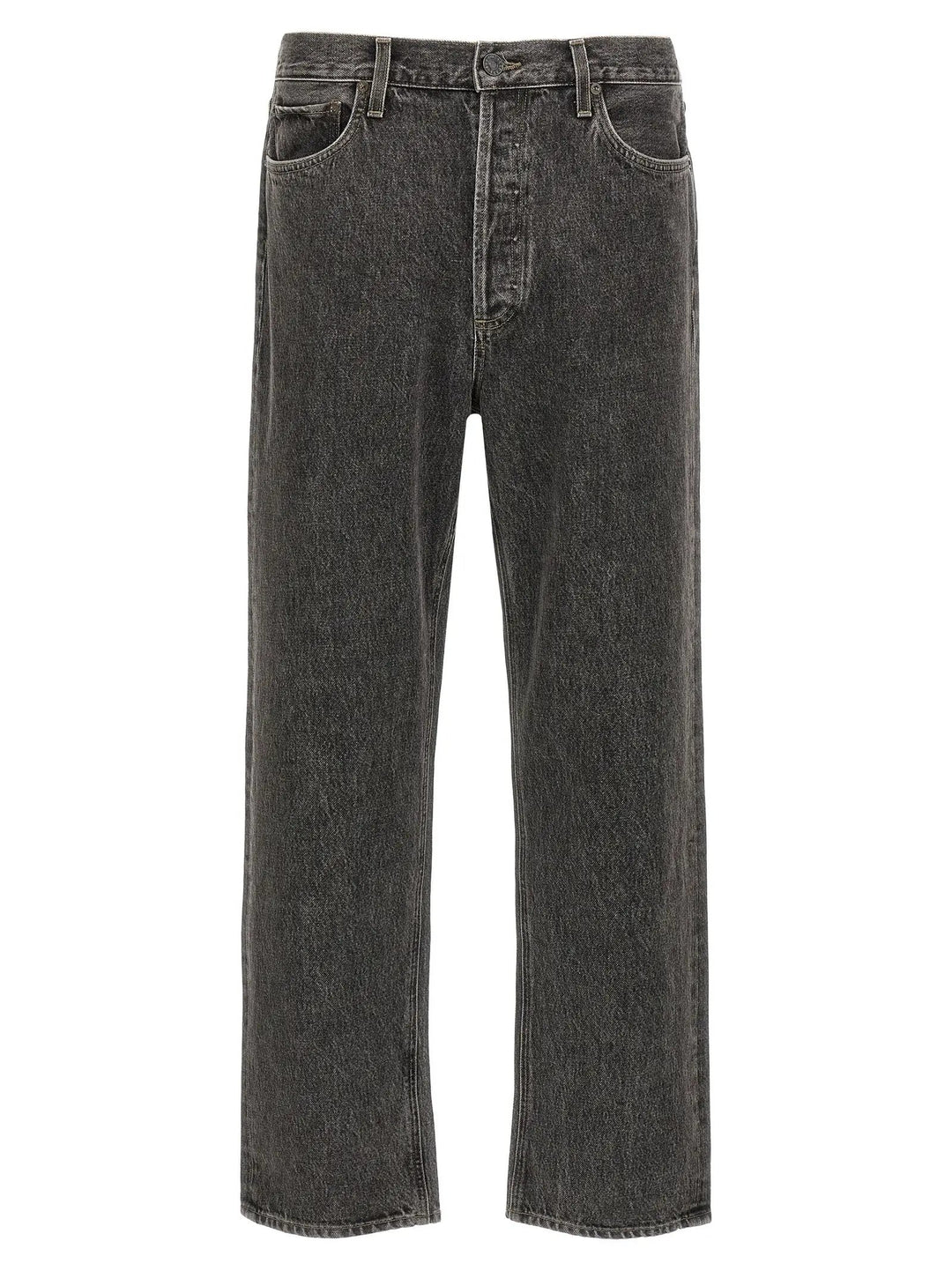 Agolde Gray Cotton Straight-Leg Jeans
