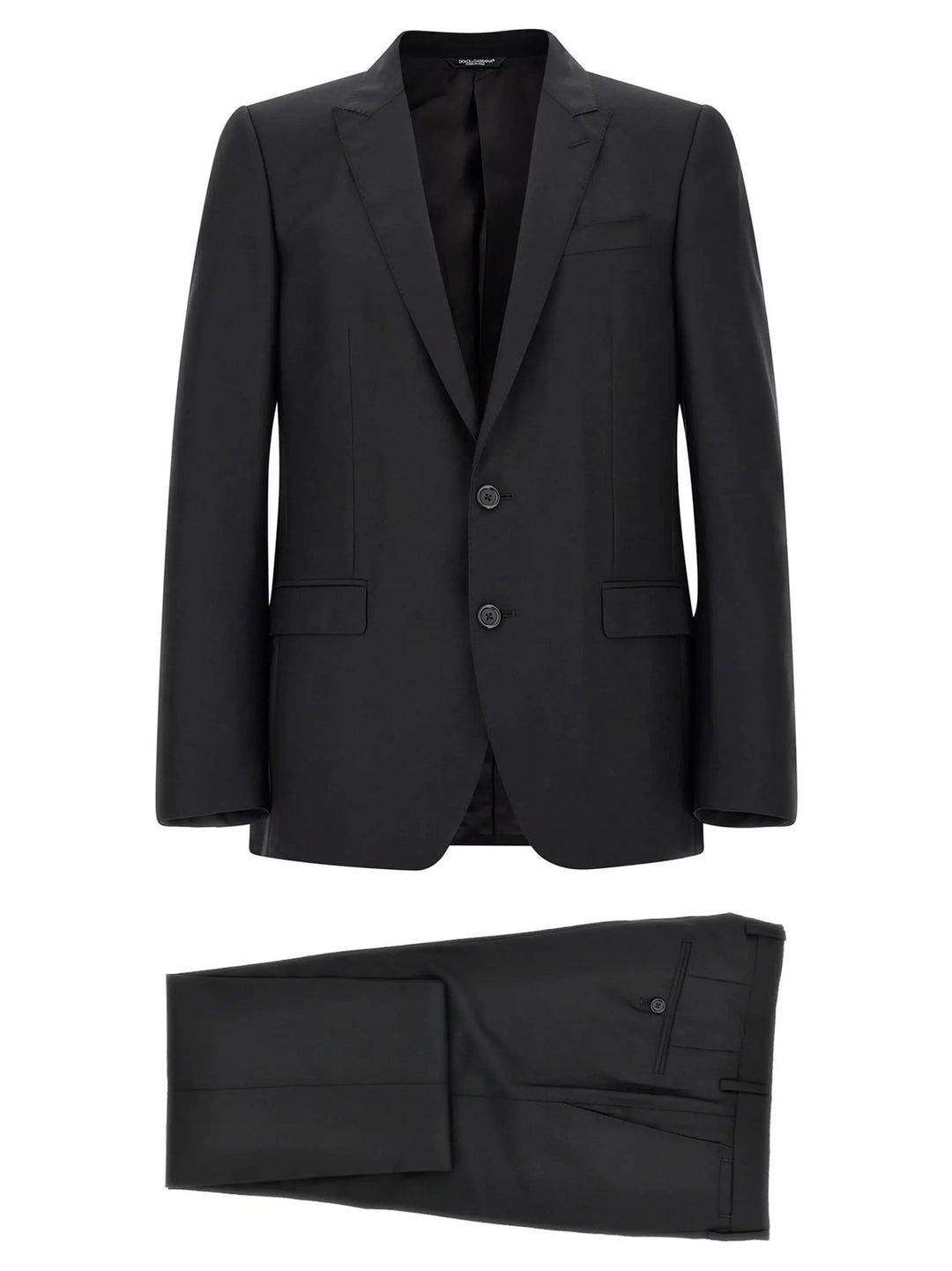 Dolce &amp; Gabbana Black Virgin Wool Two-Piece Suit