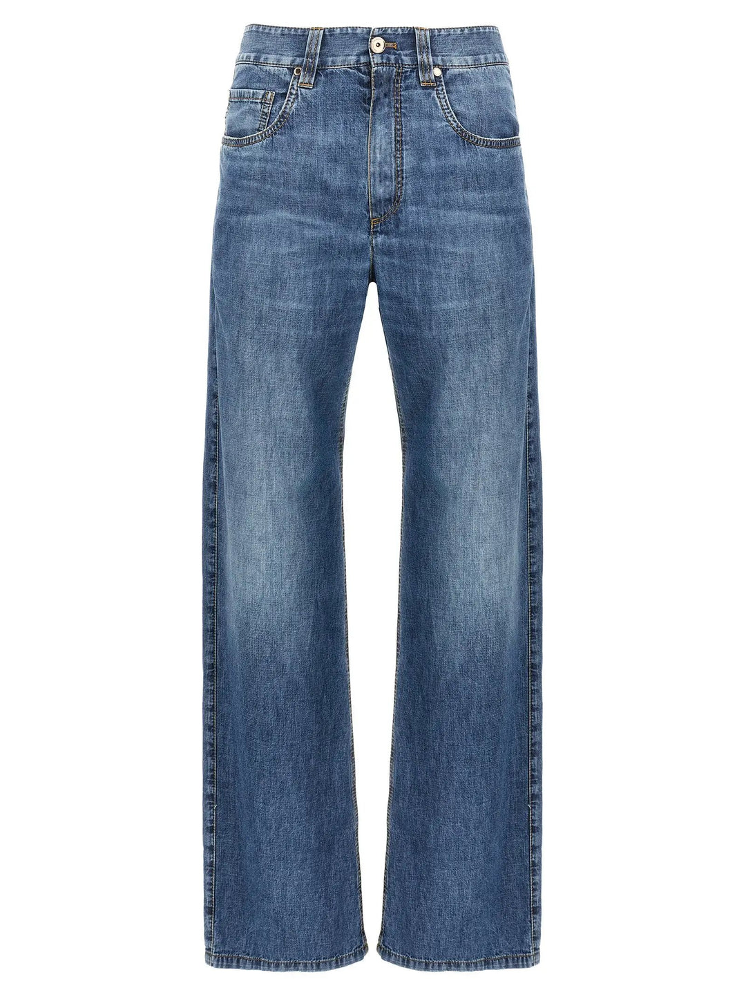 Brunello Cucinelli Blue Cotton Straight-Leg Jeans