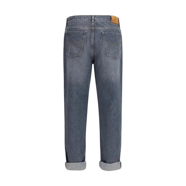 Brunello Cucinelli Gray Cotton Straight-Leg Jeans