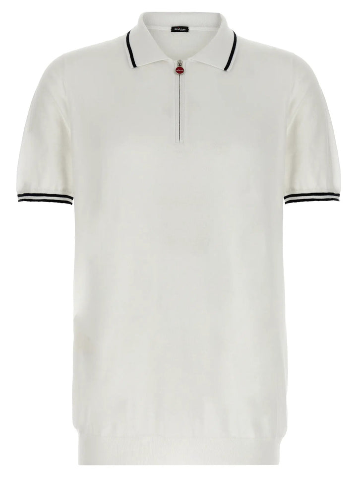 Kiton White Cotton Polo Shirt