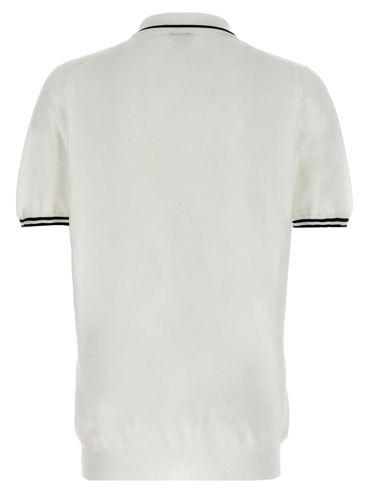 Kiton White Cotton Polo Shirt