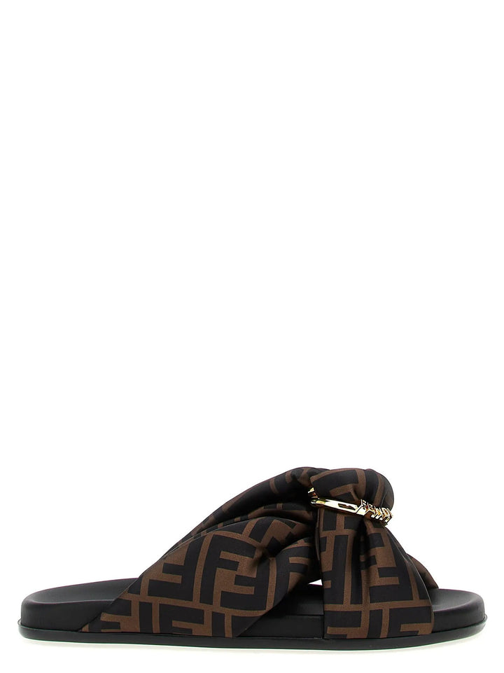 Fendi Sample Sale | Fendi Brown Polyester Slides - | Designer outlet