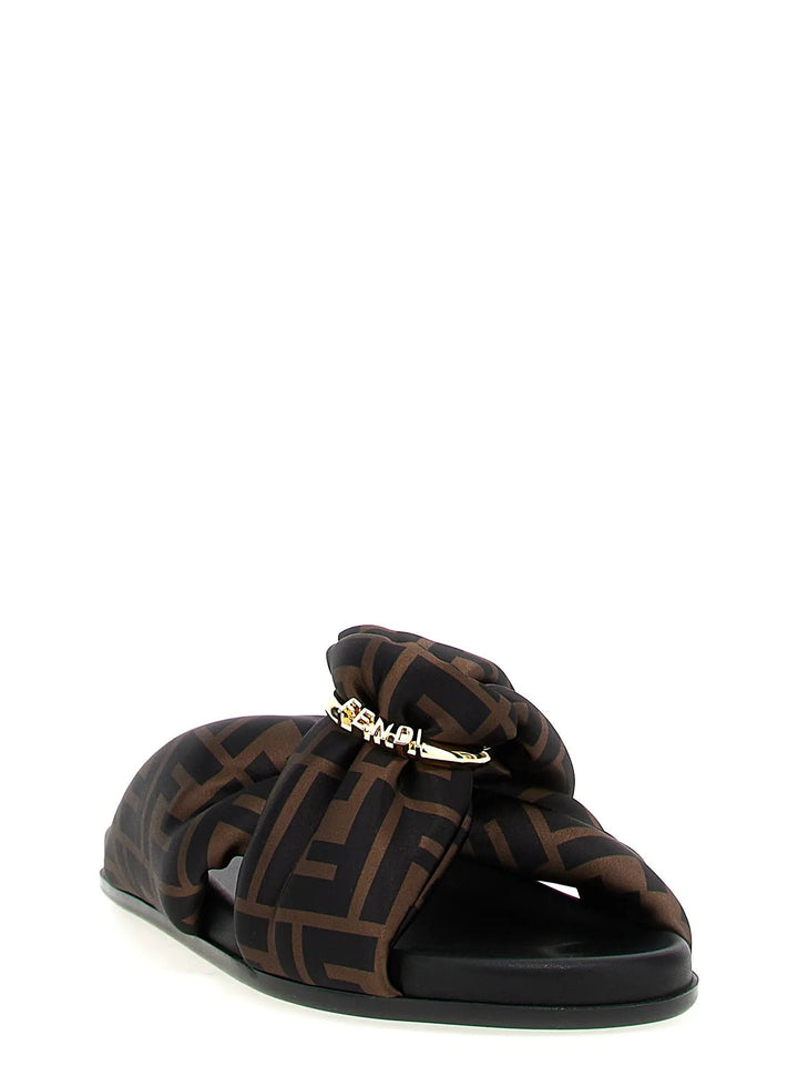 Fendi Sample Sale | Fendi Brown Polyester Slides - | Designer outlet