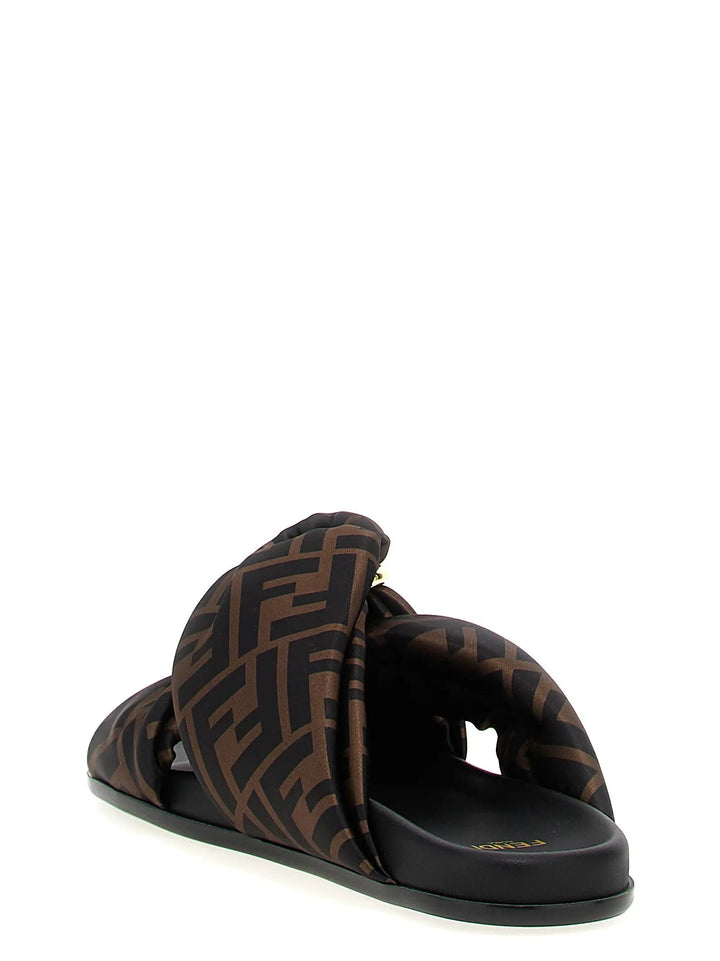 Fendi Sample Sale | Fendi Brown Polyester Slides - | Designer outlet