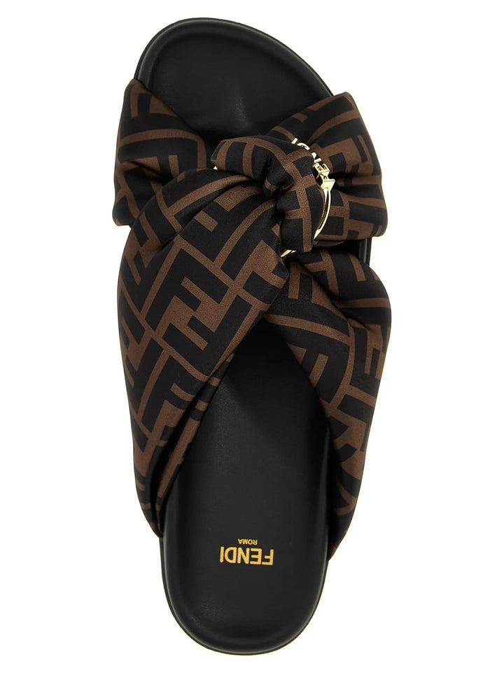 Fendi Sample Sale | Fendi Brown Polyester Slides - | Designer outlet