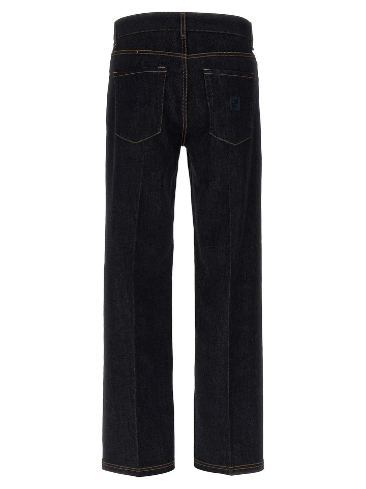 Fendi Blue Cotton Straight-Leg Jeans