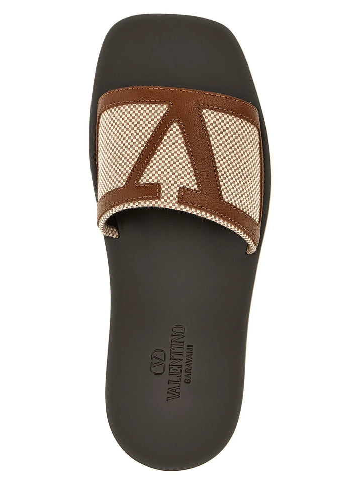 Valentino Garavani Brown Cotton Slides
