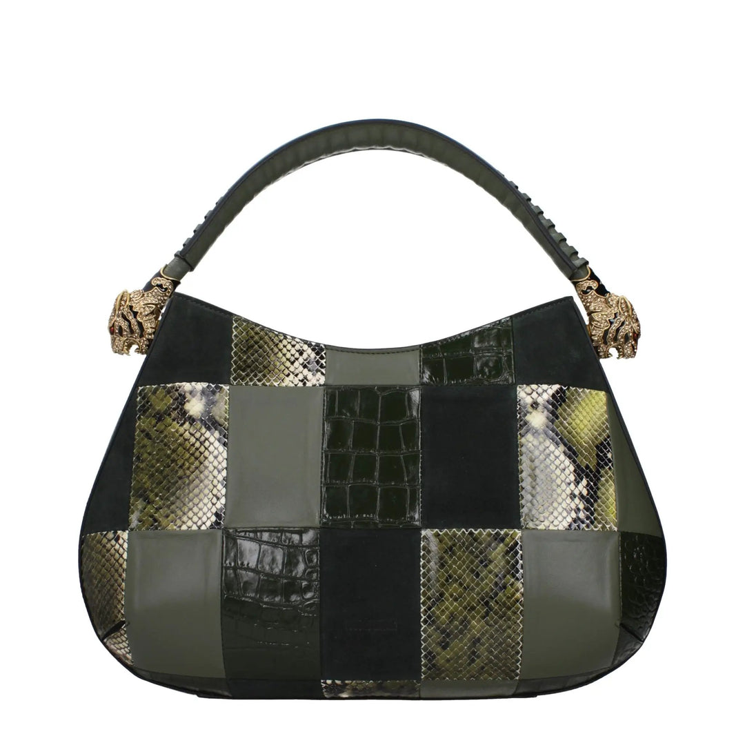 Roberto Cavalli Green Leather Handbag