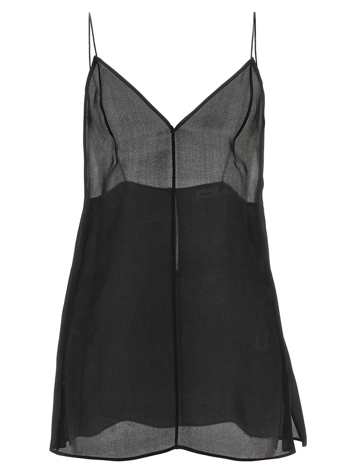 Khaite Black Silk Tank Tops