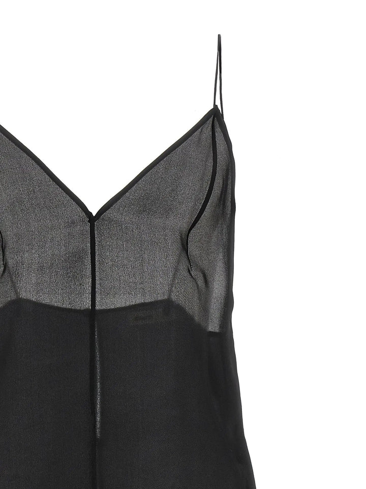 Khaite Black Silk Tank Tops