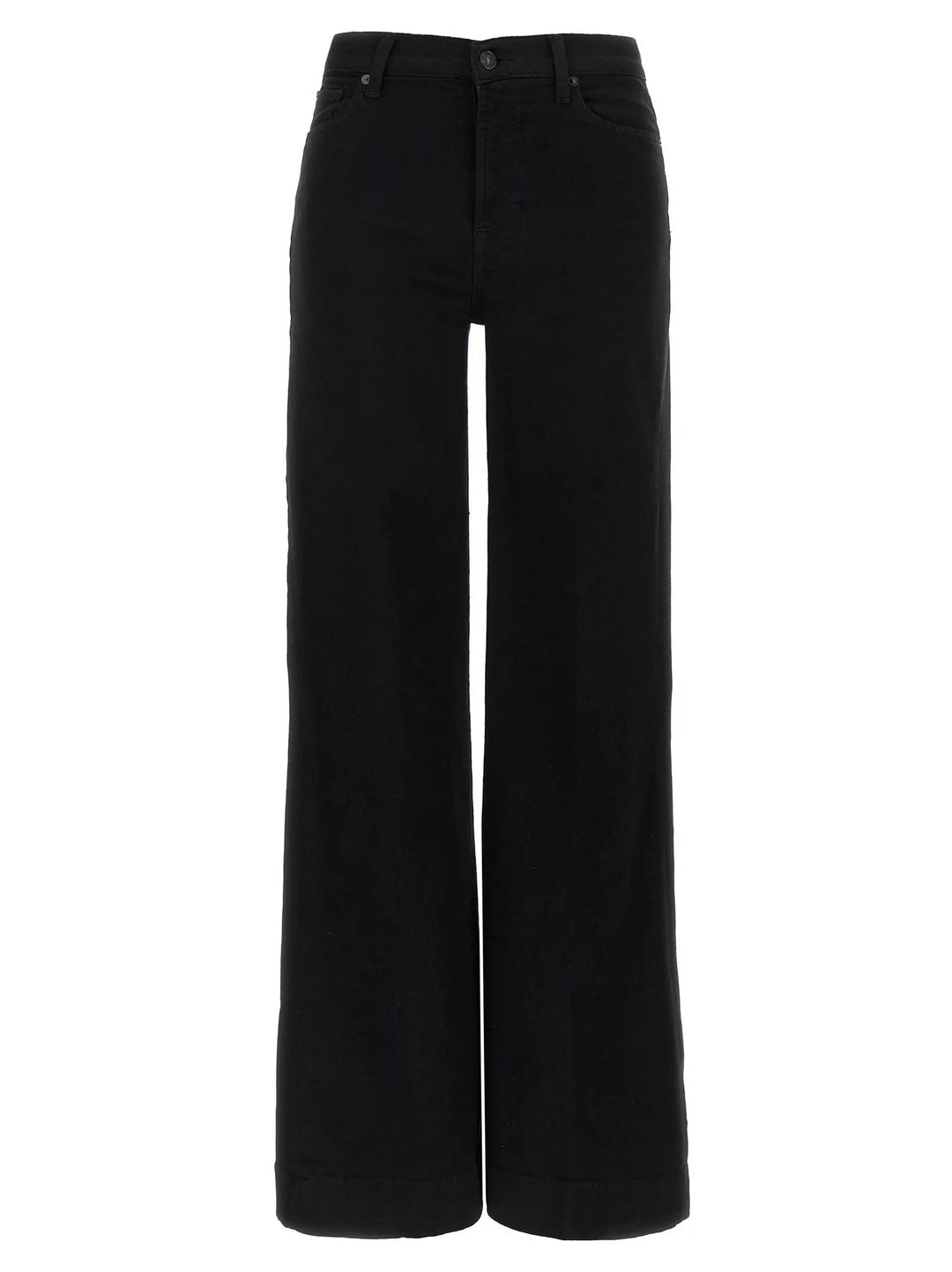 7 For All Mankind Black Cotton Flared Jeans