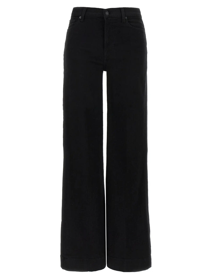 7 For All Mankind Black Cotton Flared Jeans
