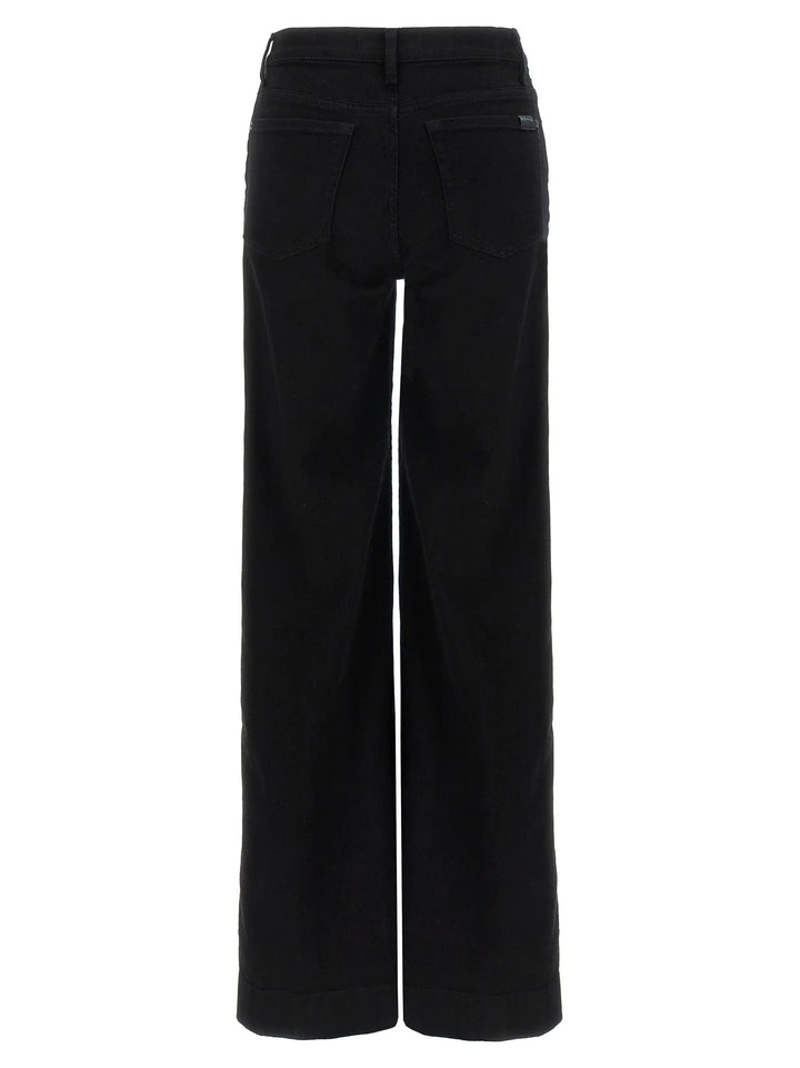7 For All Mankind Black Cotton Flared Jeans