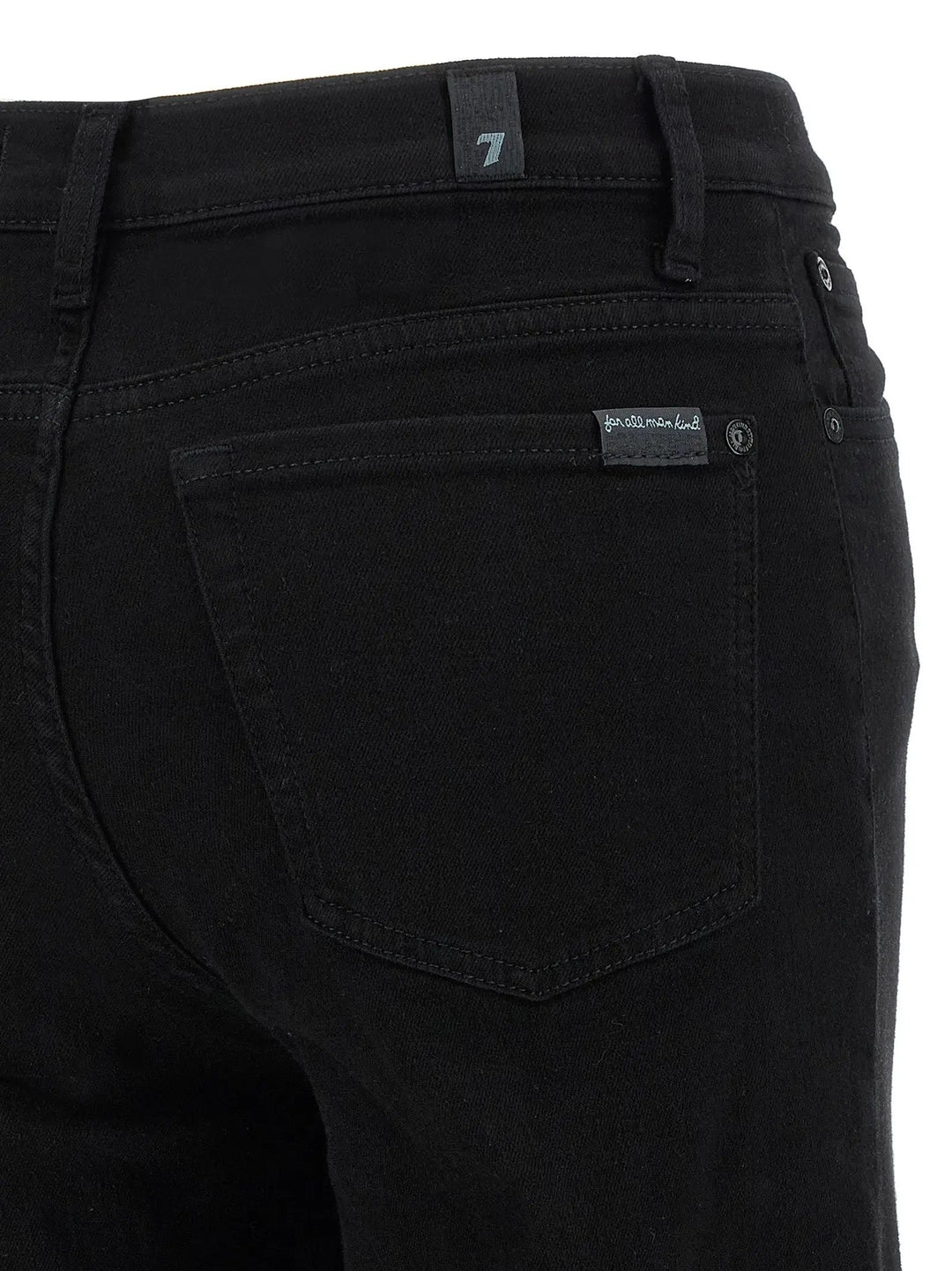 7 For All Mankind Black Cotton Flared Jeans