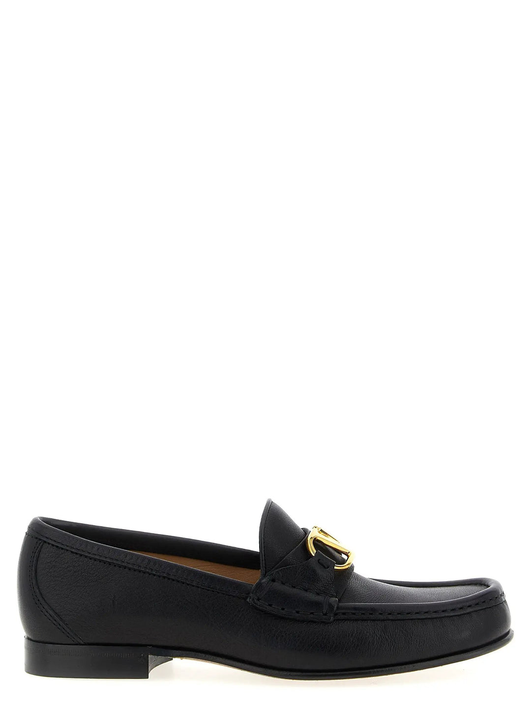 Valentino Garavani Black Buffalo Leather Slip-On Loafers