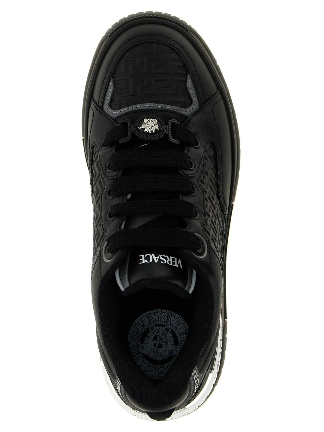 Versace Black Calfskin Athletic Sneakers
