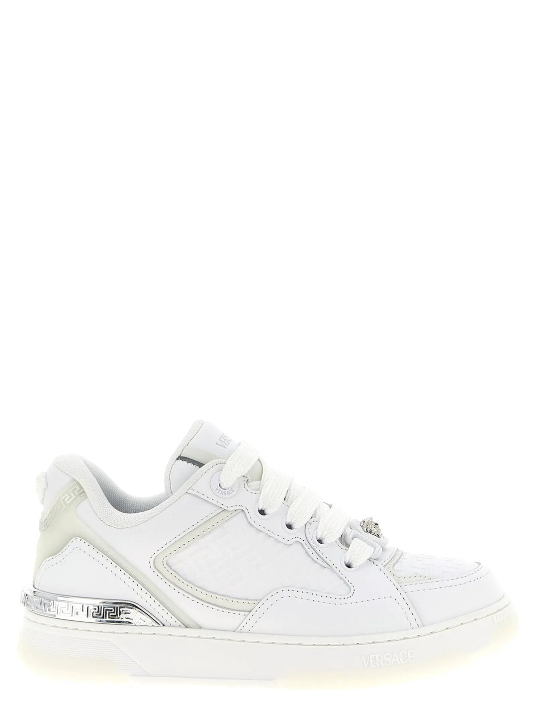 Versace White Calfskin Low Top Sneakers
