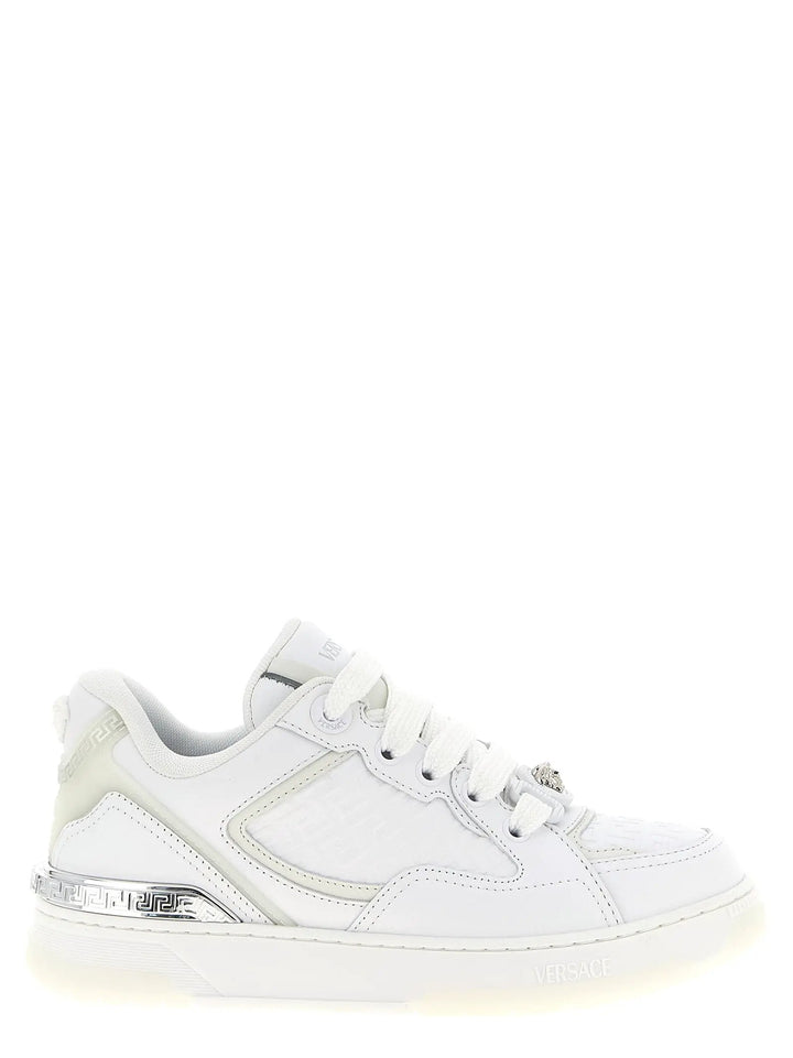 Versace White Calfskin Low Top Sneakers