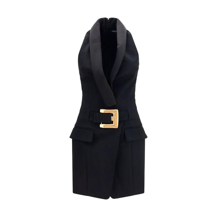 Balmain Black Wool Oves Aries Casual Dress