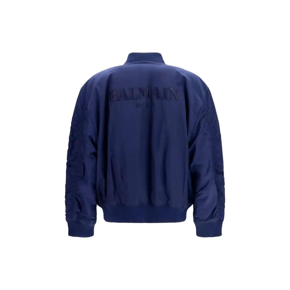 Balmain Blue Polyamide Bomber