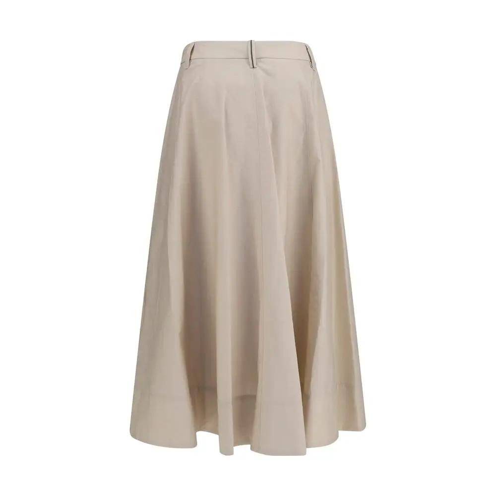 Brunello Cucinelli Sample Sale | Brunello Cucinelli Beige Cotton Midi Skirt - | Designer outlet