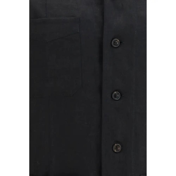 Brunello Cucinelli Black Linen Denim Jacket