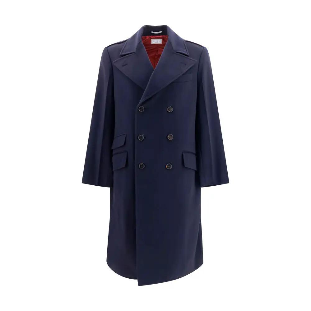 Brunello Cucinelli Sample Sale | Brunello Cucinelli Blue Wool Oves Aries Coat - | Designer outlet