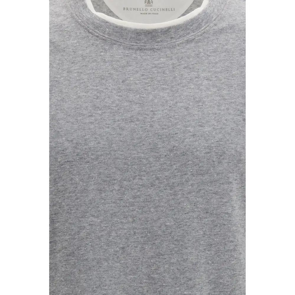 Brunello Cucinelli Gray Cotton T-Shirt