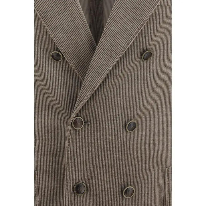 Brunello Cucinelli Gray Cotton Full-Length Jacket