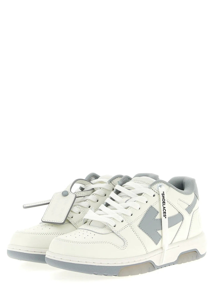 Off-White Gray Leather Low Top Sneakers