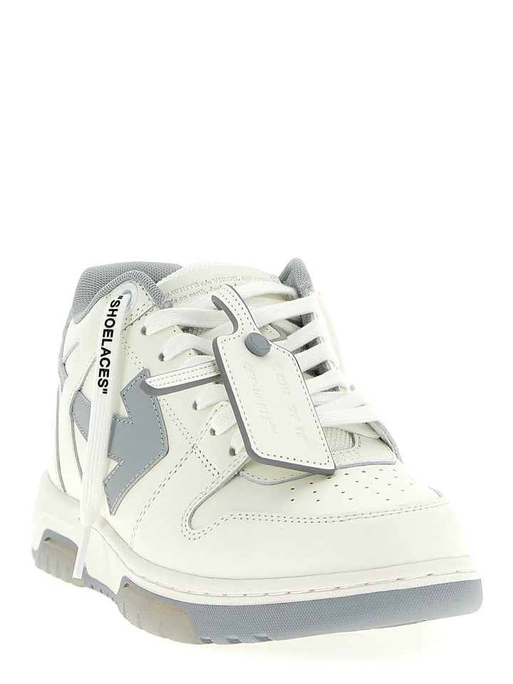 Off-White Gray Leather Low Top Sneakers