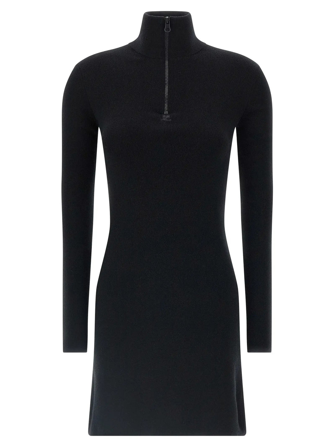 Courrèges Black Merino Wool Short Dress
