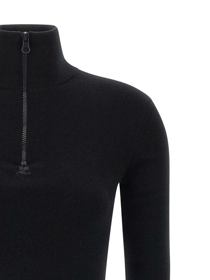 Courrèges Black Merino Wool Short Dress