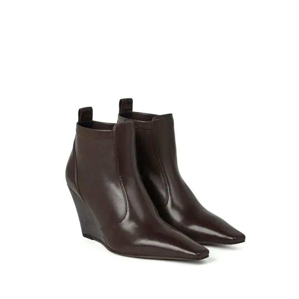 Brunello Cucinelli Sample Sale | Brunello Cucinelli Brown Leather Ankle Boots - | Designer outlet