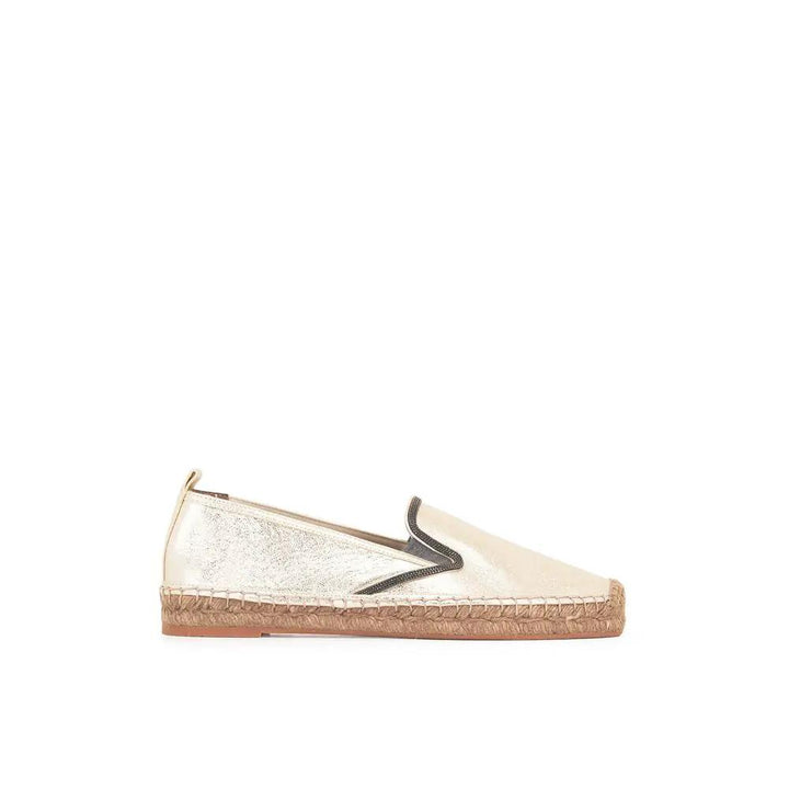 Brunello Cucinelli Gold Leather Espadrilles