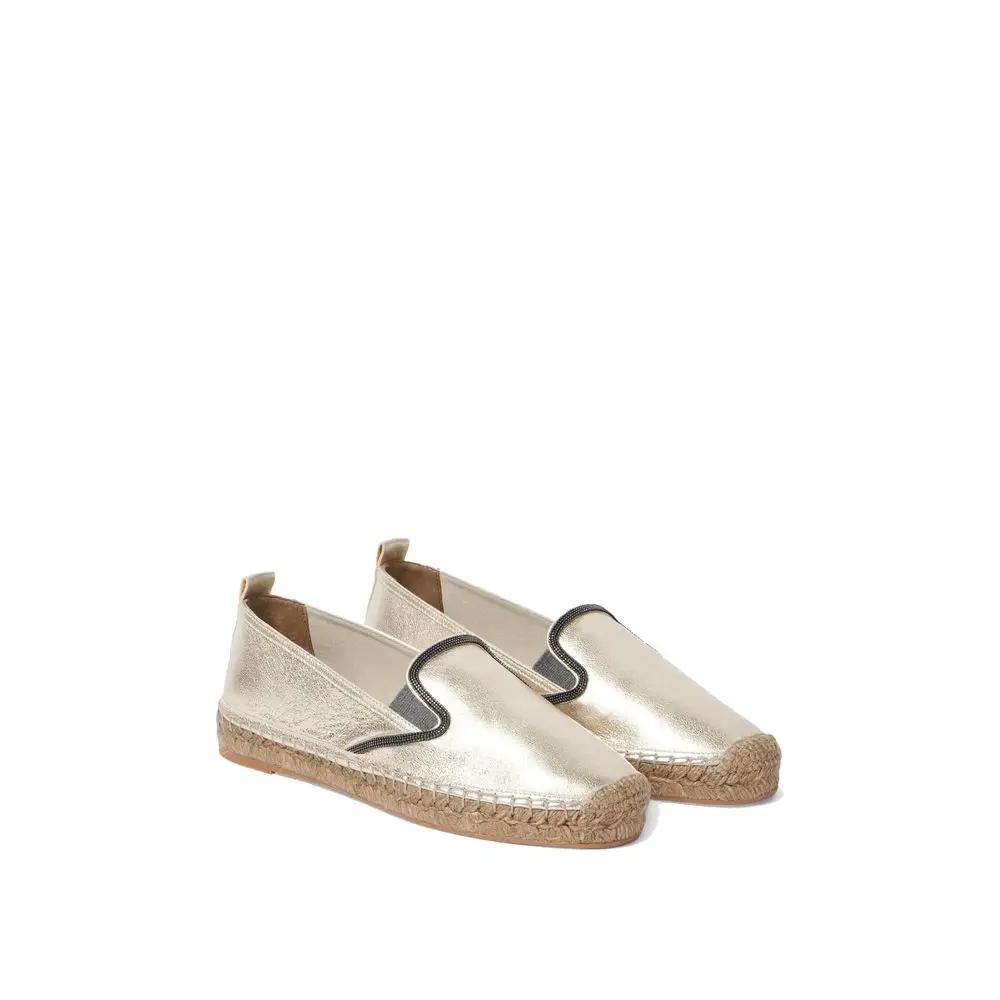 Brunello Cucinelli Sample Sale | Brunello Cucinelli Gold Leather Espadrilles - | Designer outlet